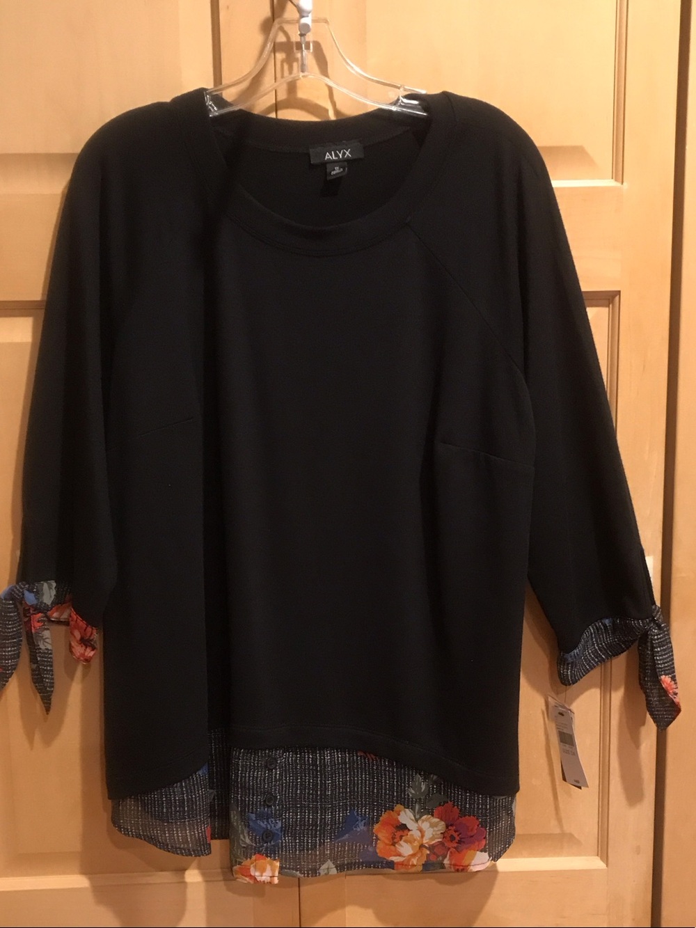 New ALYX Black Sweatshirt with Floral Hem and Tie Sleeves